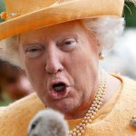 Donald Trump photoshopped onto Queen Elizabeth II meme