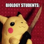 PIKACHU learned STAB! | BIOLOGY STUDENTS:; FROG: *EXISTS* | image tagged in pikachu learned stab | made w/ Imgflip meme maker