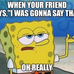 Oh Really? | WHEN YOUR FRIEND SAYS,"I WAS GONNA SAY THAT"; OH REALLY | image tagged in oh really | made w/ Imgflip meme maker