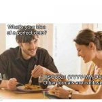 MAN WOMAN DATE WINE LAUGHING BLANK | What’s your idea of a perfect date? ISO8601 (YYYY-MM-DD). Other formats are confusing. | image tagged in man woman date wine laughing blank | made w/ Imgflip meme maker