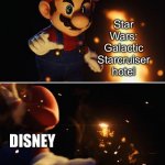 Mario Throwing Fire | Star Wars: Galactic Starcruiser hotel; DISNEY | image tagged in mario throwing fire | made w/ Imgflip meme maker