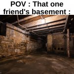 Facts tho | POV : That one friend's basement : | image tagged in memes,funny,relatable,friends,basement,front page plz | made w/ Imgflip meme maker