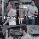 The moon kinda rude ngl | Nobody:; Solar eclipses be like:; People; The sun; The moon | image tagged in solar eclipse,memes,funny,nobody,moon,sun | made w/ Imgflip meme maker