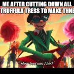 how bad can I be | ME AFTER CUTTING DOWN ALL THE TRUFFULA TRESS TO MAKE THNEEDS | image tagged in how bad can i be | made w/ Imgflip meme maker