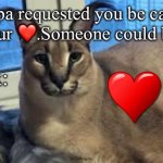 Oh, I wonder who that someone could be | Floppa requested you be careful with your ❤️.Someone could break it. Ex: | image tagged in floppa | made w/ Imgflip meme maker