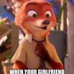 Fox Sees Teats | THE FACE YOU MAKE; WHEN YOUR GIRLFRIEND SHOWS YOU HER "HEADLIGHTS" | image tagged in nick wilde excited,zootopia,nick wilde,the face you make when,boobs,funny | made w/ Imgflip meme maker
