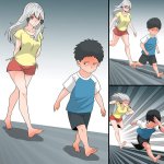 woman chasing kid cartoon meme