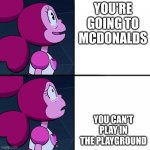 spinel | YOU'RE GOING TO MCDONALDS; YOU CAN'T PLAY IN THE PLAYGROUND | image tagged in spinel | made w/ Imgflip meme maker