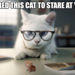 Scientist Cat | I HIRED THIS CAT TO STARE AT YOU. | image tagged in memes,cat,staring | made w/ Imgflip meme maker
