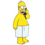Homer on the phone wearing a towel
