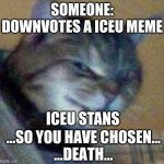 Iceu | SOMEONE: DOWNVOTES A ICEU MEME; ICEU STANS | image tagged in so you have chosen death | made w/ Imgflip meme maker