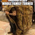 comment ayy ooo | TANJIRO IF HIS WHOLE FAMILY TURNED | image tagged in bugout bag | made w/ Imgflip meme maker