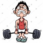 weak man lifting weight
