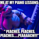 Peaches | ME AT MY PIANO LESSONS:; " PEACHES, PEACHES, PEACHES......PEAAAACH!!!" | image tagged in peaches | made w/ Imgflip meme maker