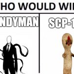 dilemma | SLENDYMAN; SCP-173 | image tagged in memes,who would win | made w/ Imgflip meme maker