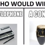 Who Would Win? | A STYLOPHONE; A CONGA | image tagged in memes,who would win | made w/ Imgflip meme maker