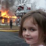 Girl watching house burn