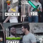 Bro, Not Cool. | YOU; CHICKEN; GRASS | image tagged in bro not cool,minecraft | made w/ Imgflip meme maker