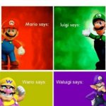 Mario bros views Wario Waluigi template
