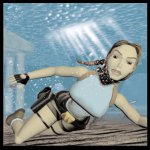 Lara Croft swimming