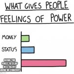 What gives people feelings of power | BEING THE FIRST TO CLAP IN A TALENT SHOW OR CONCERT | image tagged in what gives people feelings of power | made w/ Imgflip meme maker