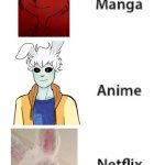 Me in Anime Adaptations | image tagged in manga anime netflix adaption,memes | made w/ Imgflip meme maker