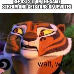 Doubtful Tigress | WHEN YOUR MEME GOT DISAPPROVED BUT SOMEONE REPOSTS IT ON THE SAME STREAM AND GETS TONS OF UPVOTES; wait, what | image tagged in doubtful tigress | made w/ Imgflip meme maker