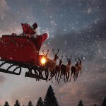 Santa Claus riding on sleigh meme
