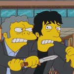 Simpsons Moe Pulls A Knife On Neil Gaiman