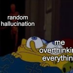 final exams be like | random hallucination; me overthinking everything | image tagged in spongebob trying to sleep | made w/ Imgflip meme maker