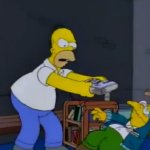 Homer Hitting Moleman With A Book