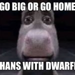 donkey sad face | “GO BIG OR GO HOME”; ORPHANS WITH DWARFISM | image tagged in look at the tag you wont | made w/ Imgflip meme maker