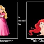 what if peach is raised by ariel | image tagged in what if character is raised by character,princess peach,ariel,mario movie,nintendo | made w/ Imgflip meme maker