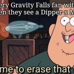 ? | Every Gravity Falls fan with a brain when they see a Dipper x Mabel ship | image tagged in well time to erase that forever | made w/ Imgflip meme maker