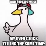I think I can't unsee it. | CELEBRITIES: *FLEXING THEIR $500.000 WATCH; MY OVEN CLOCK TELLING THE SAME TIME: | image tagged in gifs,fun | made w/ Imgflip video-to-gif maker