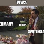 Mr Bean Tank | WW2:; GERMANY; EUROPE; SWITZERLAND | image tagged in mr bean tank | made w/ Imgflip meme maker