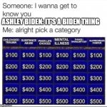 Ashley Biden Bonus Round | ASHLEY BIDEN: IT'S A BIDEN THING | image tagged in ashley biden bonus round | made w/ Imgflip meme maker