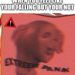 paniking for no reason | WHEN YOU FEEL LIKE YOUR FALLING BUT YOUR NOT | image tagged in extreem panik | made w/ Imgflip meme maker