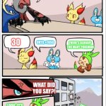 When a new region comes out in Pokemon... | HOW MANY NEW POKEMON  SHOULD WE ADD? UNTIL #1050; THERE'S ALREADY TOO MANY POKEMON; 30; WHAT DID YOU SAY?! LOOK, IT'S AN OPINION... SHIIIIT! | image tagged in pokemon board meeting | made w/ Imgflip meme maker