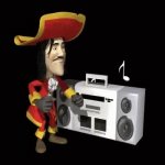 Pirate with radio GIF Template
