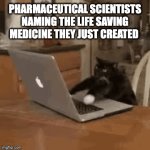 Take 2 Levetiracetam pills a week | PHARMACEUTICAL SCIENTISTS NAMING THE LIFE SAVING MEDICINE THEY JUST CREATED | image tagged in gifs,memes | made w/ Imgflip video-to-gif maker