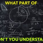 What part don't you understand | WHAT PART OF; DON'T YOU UNDERSTAND | image tagged in math equations | made w/ Imgflip meme maker