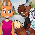 Distracted Boyfriend, but Furry