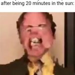 nah but the pain is real bro | When you touch your black pants after being 20 minutes in the sun: | image tagged in dwight screaming,memes,funny,help | made w/ Imgflip meme maker