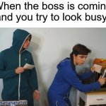 I've tried to act busy so many times | When the boss is coming and you try to look busy | image tagged in rubing a pepper shaker on the microwave,memes,funny memes,relateable,work | made w/ Imgflip meme maker