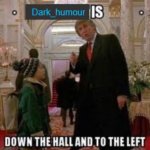 DARK HUMOR is down the hall and to the left meme