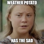 Weather Potato | WEATHER POTATO; HAS THE SAD | image tagged in weather potato | made w/ Imgflip meme maker