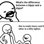 Some difference | image tagged in questions,funny,asdf,zippo,germany,hippo | made w/ Imgflip meme maker