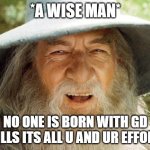 A Wizard Is Never Late | *A WISE MAN*; NO ONE IS BORN WITH GD SKILLS ITS ALL U AND UR EFFORTS | image tagged in a wizard is never late | made w/ Imgflip meme maker