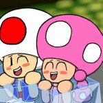 Toad and toadette laughing like cute babies